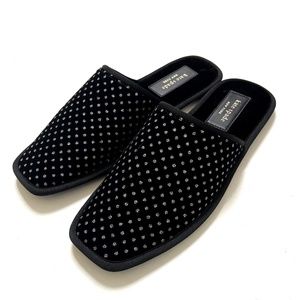 NEW kate spade new york dove velvet slipper slip on shoes in Black Glitter NIB